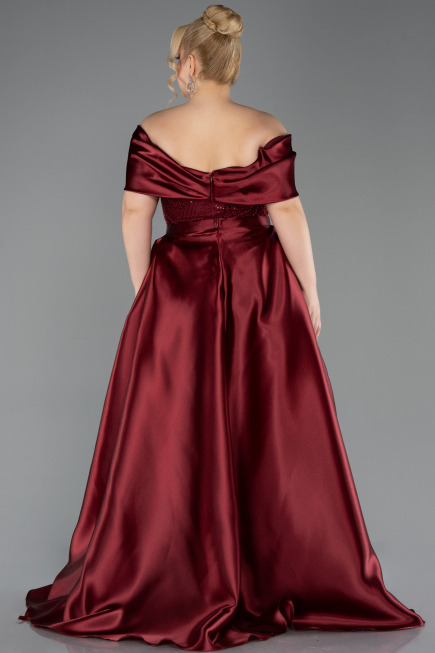 Long Burgundy Beaded Formal Plus Size Dress ABU5742