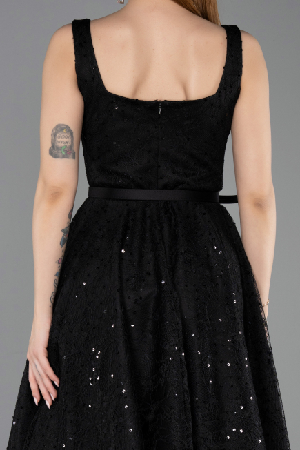 Midi Black Dantelle Party Dress ABK2549