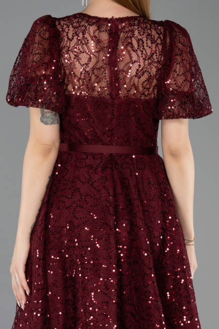 Midi Burgundy Dantelle Cocktail Dress ABK2550