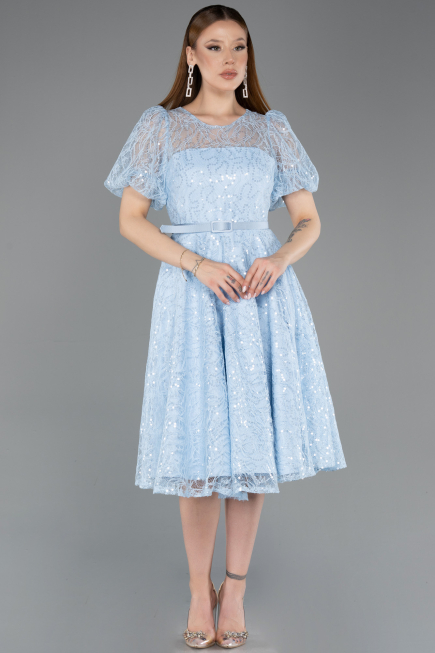 Midi Light Blue Dantelle Cocktail Dress ABK2550
