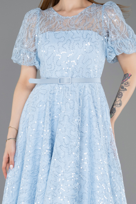 Midi Light Blue Dantelle Cocktail Dress ABK2550