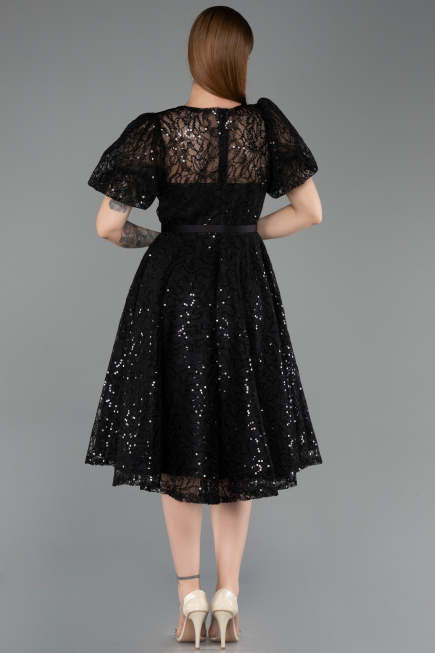 Midi Black Dantelle Cocktail Dress ABK2550