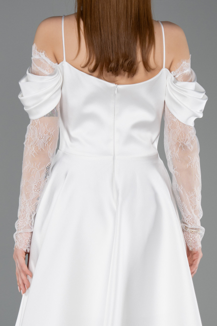 Midi White Satin Cocktail Dress ABK2552