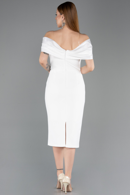 Midi White Party Dress ABK2555