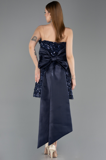 Short Navy Blue Scaly Cocktail Dress ABK2556