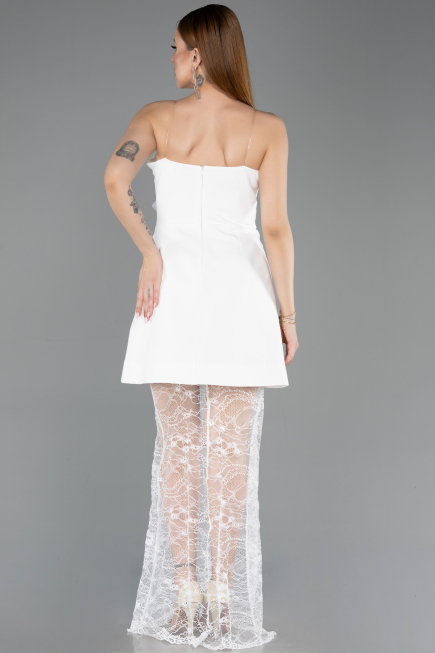 Short White Dantelle Party Dress ABK2557