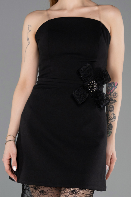 Short Black Dantelle Party Dress ABK2557