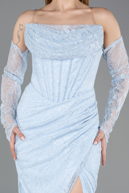 Midi Light Blue Dantelle Cocktail Dress ABK2558