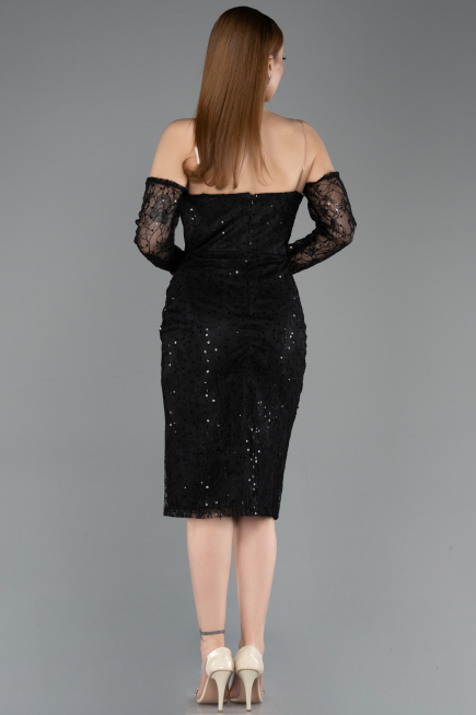 Midi Black Dantelle Cocktail Dress ABK2558