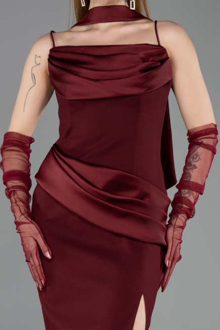 Midi Burgundy Cocktail Dress ABK2559