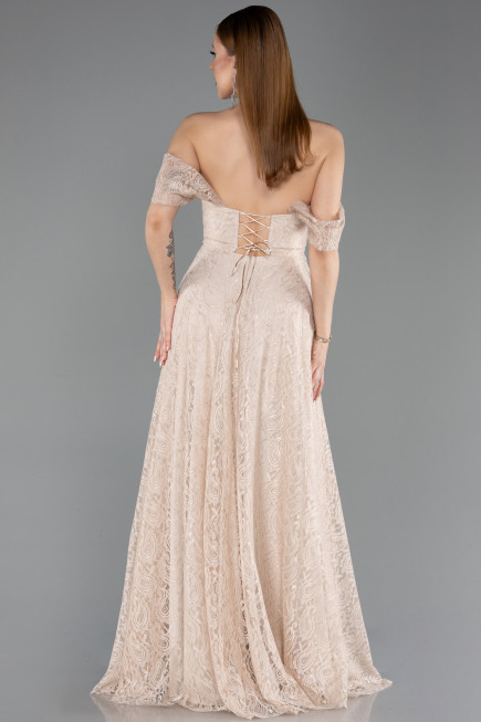 Long Beige Dantelle Evening Dress ABU5867