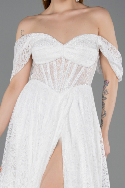 Long White Dantelle Evening Dress ABU5867