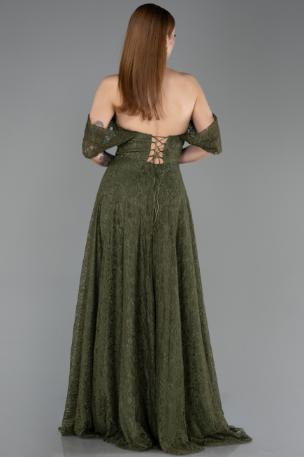 Long Olive Drab Dantelle Evening Dress ABU5867