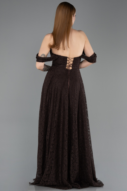 Long Dark Brown Dantelle Evening Dress ABU5867