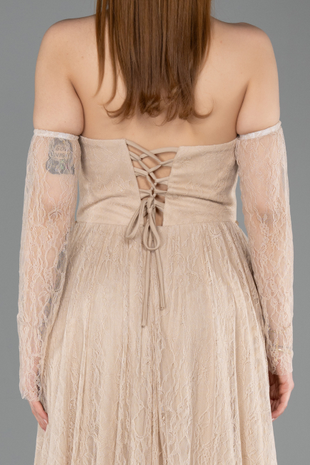 Long Beige Dantelle Evening Dress ABU5887