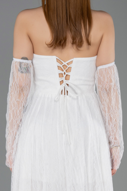 Long White Dantelle Evening Dress ABU5887