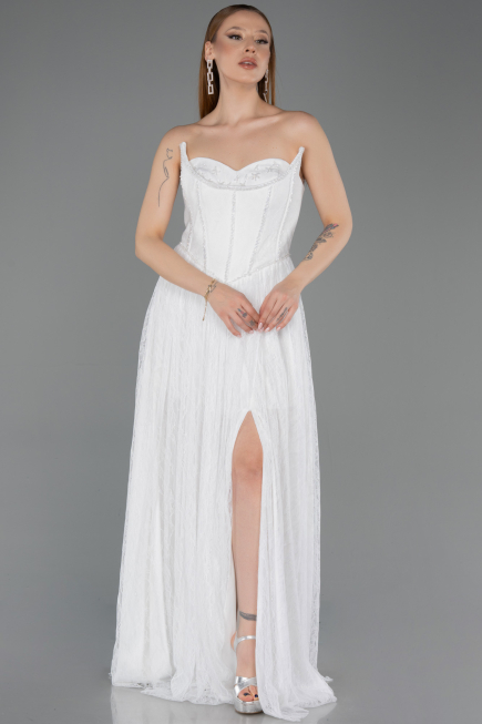 Long White Dantelle Evening Dress ABU5887