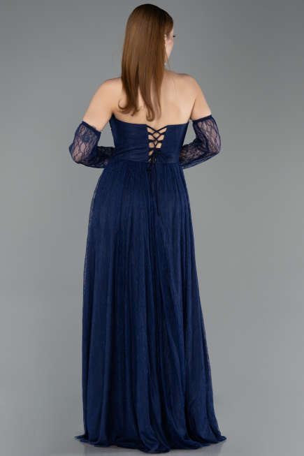 Long Navy Blue Dantelle Evening Dress ABU5887