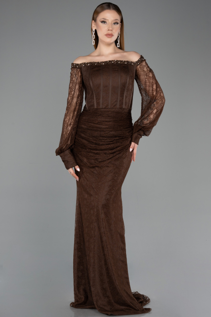 Long Brown Dantelle Mermaid Prom Dress ABU5890