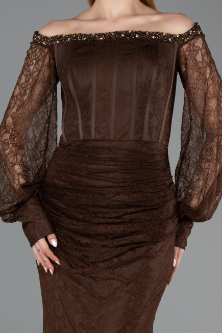 Long Brown Dantelle Mermaid Prom Dress ABU5890