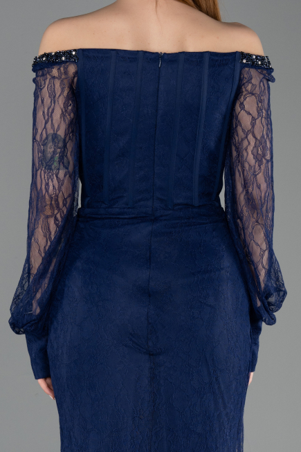 Long Navy Blue Dantelle Mermaid Prom Dress ABU5890