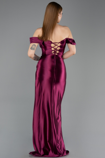 Cherry Colored Long Evening Dress ABU3611