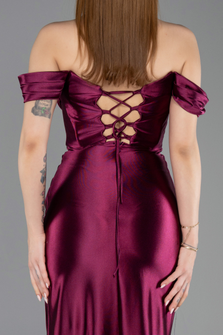 Cherry Colored Long Evening Dress ABU3611