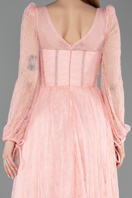 Salmon Long Dantelle Evening Dress ABU5797