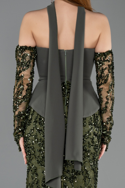 Long Olive Drab Scaly Mermaid Prom Dress ABU5896