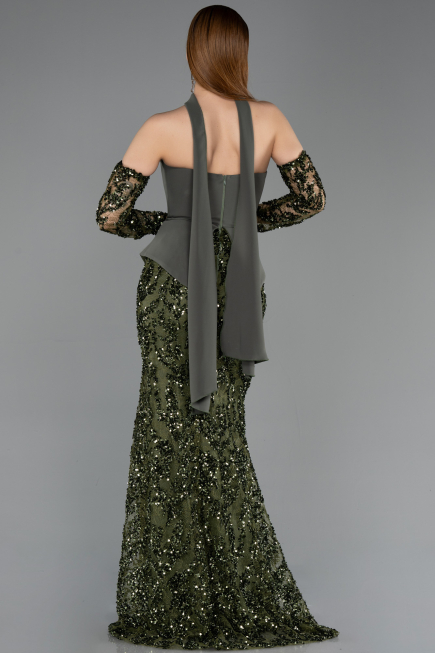 Long Olive Drab Scaly Mermaid Prom Dress ABU5896