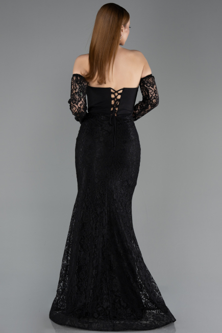 Long Black Dantelle Evening Dress ABU5892