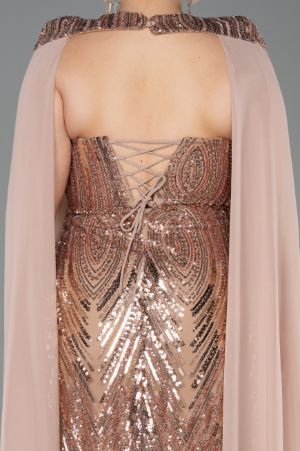 Long Copper Scaly Plus Size Evening Gown ABU5830
