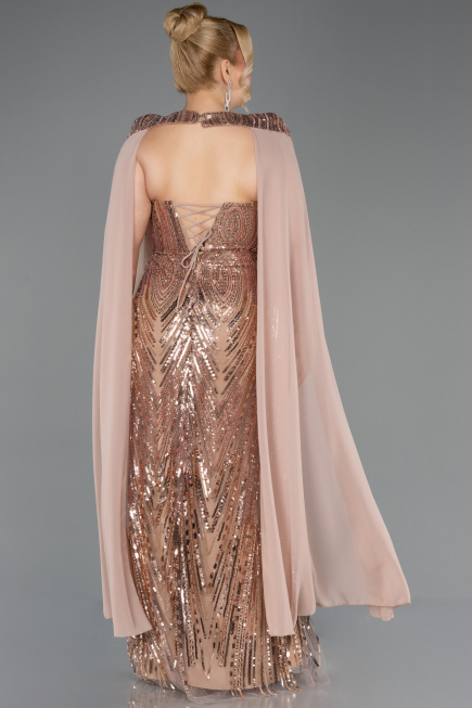 Long Copper Scaly Plus Size Evening Gown ABU5830