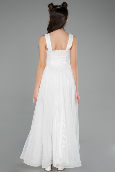White Long Girl Dress ABU2447