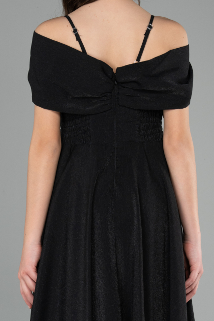 Long Black Satin Girl Dress ABU5910
