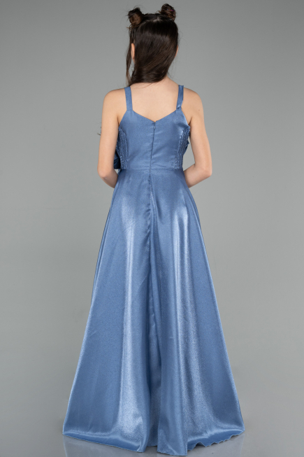Long Indigo Satin Girl Dress ABU4831