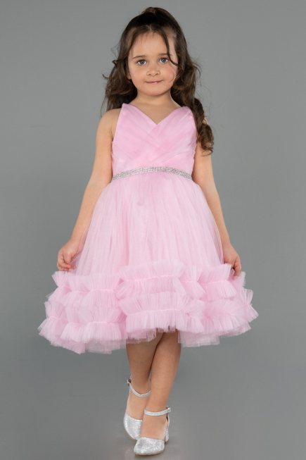 Short Powder Color Girl Dress ABK2567