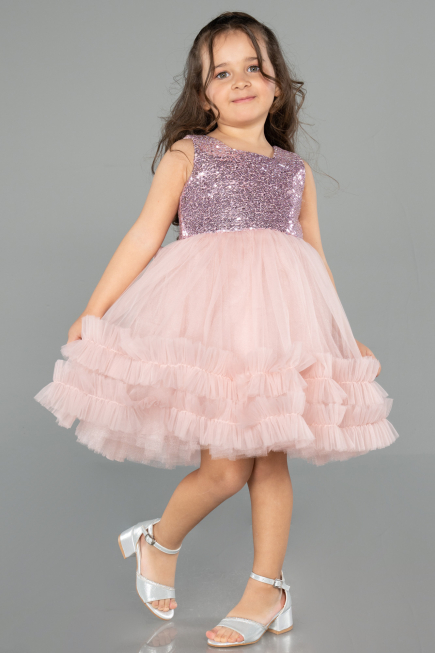 Short Powder Color Girl Dress ABK2570