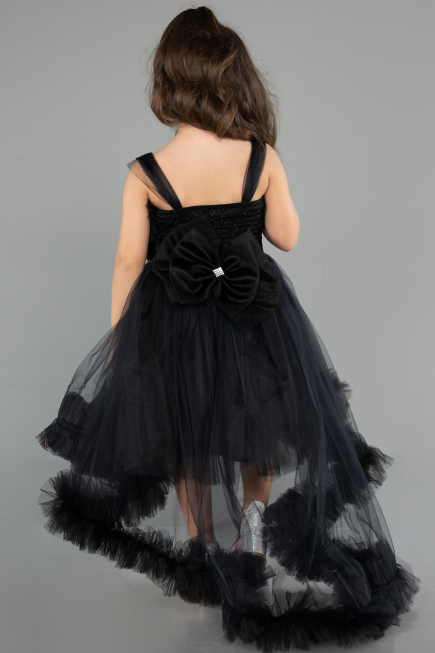 Front Short Back Long Black Girl Dress ABO129