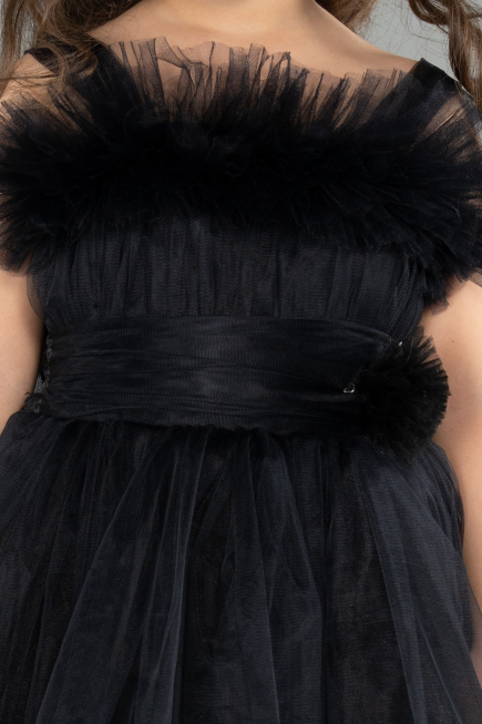 Front Short Back Long Black Girl Dress ABO129