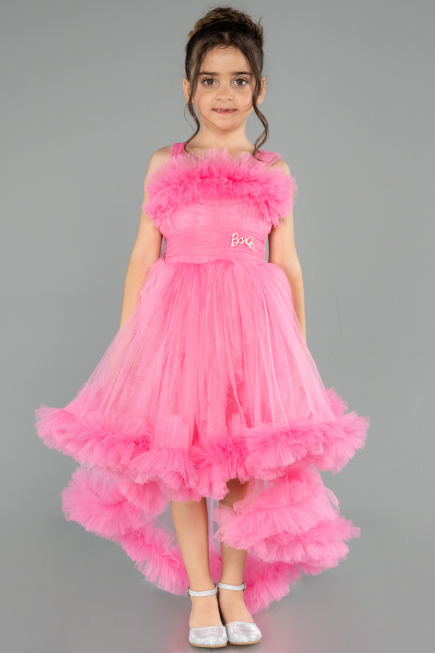 Front Short Back Long Pink Girl Dress ABO130
