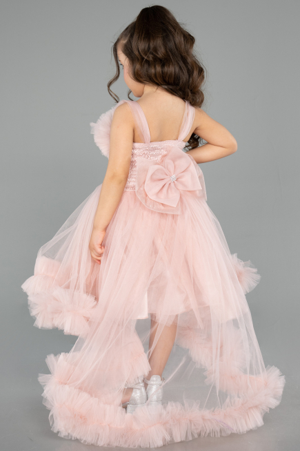 Front Short Back Long Powder Color Girl Dress ABO130