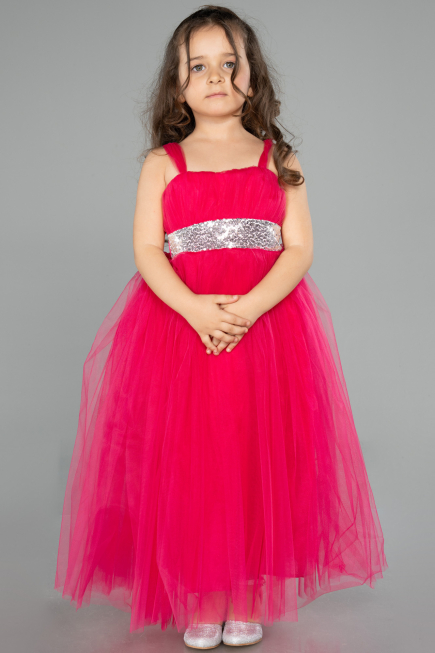Fuchsia Long Girl Dress ABU3031