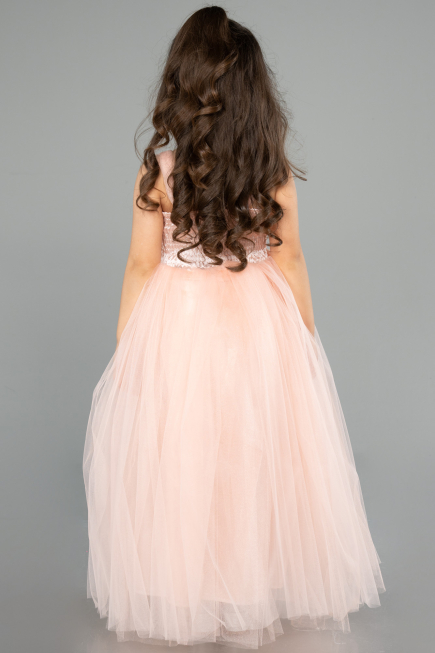 Salmon Long Girl Dress ABU3031