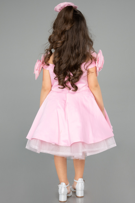 Short Pink Satin Girl Dress ABK2573