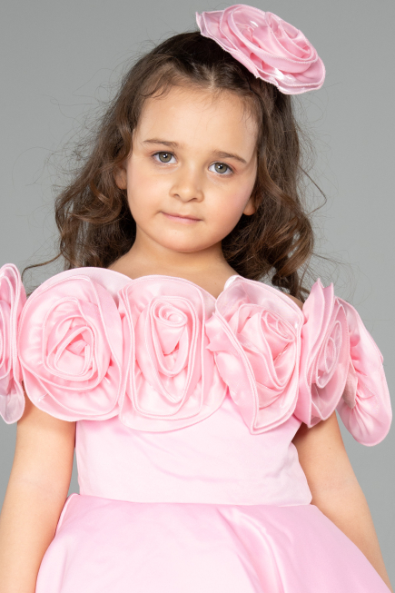 Short Pink Satin Girl Dress ABK2573