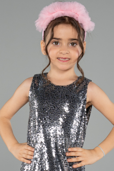 Short Anthracite Girl Dress ABK2574