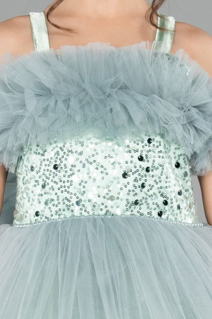 Long Mint Kid Wedding Dress ABG178