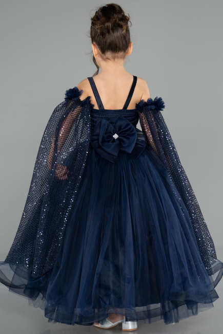 Long Navy Blue Kid Wedding Dress ABG179