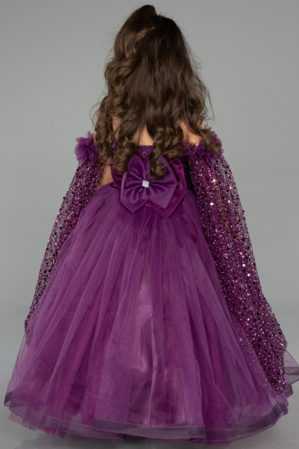 Long Purple Kid Wedding Dress ABG179